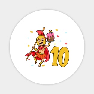 I am 10 with Spartan - kids birthday 10 years old Magnet